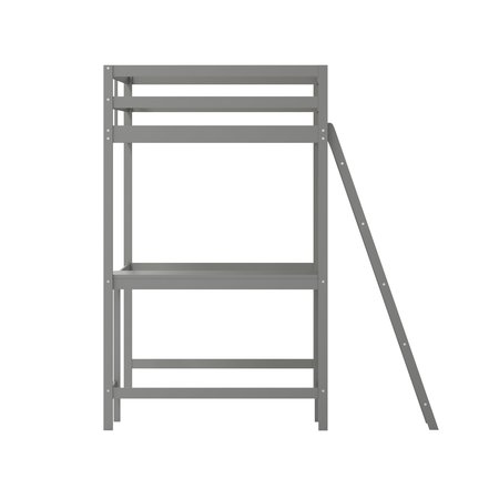 Flash Furniture Riley Loft Bed Frame w/Desk, Twin Size Wooden Bed Frame w/Guard Rails & Ladder - Light Gray MH-LBD5-LGY-T-GG
